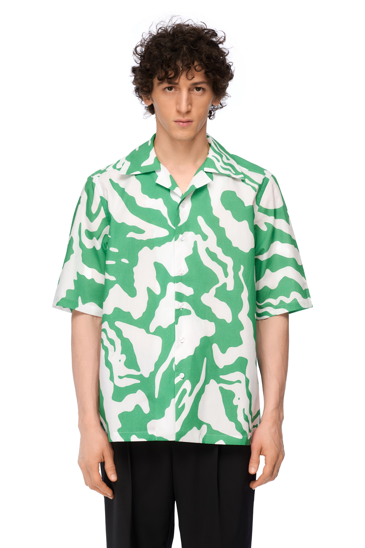 Green print shirt